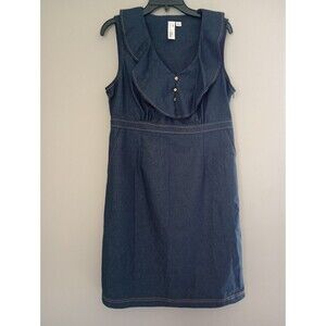 Emma & Michele Dark Chambray Sleeveless V Neck Dress Size 14